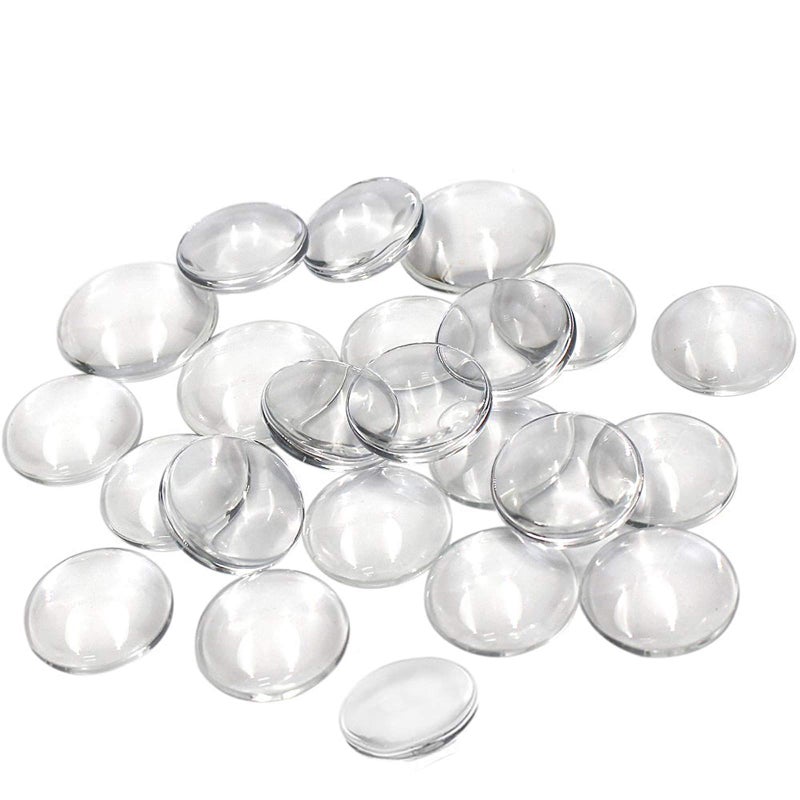TKMOS 60 Pieces Transparent Glass Dome Imitation Gemstone Clear Round Dome Tiles Christmas Decor, Non-calibrated Round 1 inch/25mm for Photo Pendant Craft Jewelry Making - Image 1